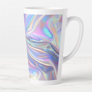 Taza De Café Latte Tela metálica iridiscente brillante, púrpura dorad