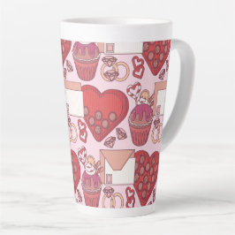 Taza De Café Latte Tema de Amor de Corazón Rojo Elegante Regalo del D