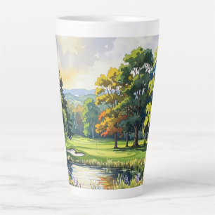 Taza De Café Latte Tema de Golf