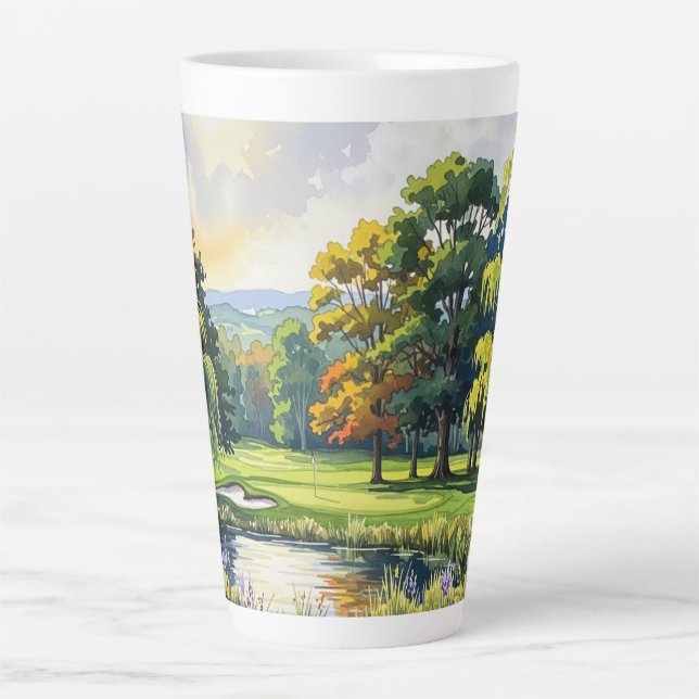 Taza De Café Latte Tema de Golf (Anverso)