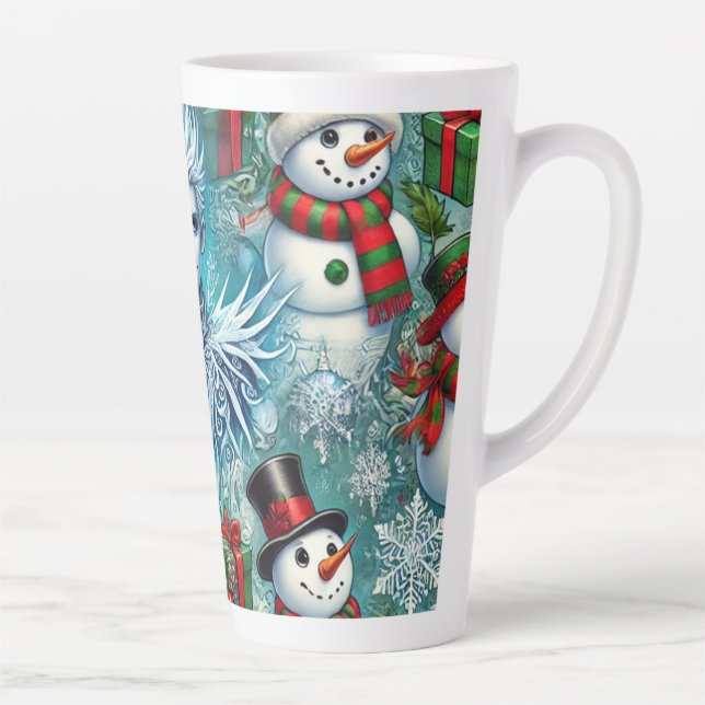 Taza De Café Latte tema de navidades de jack frost y snowman (Derecha)