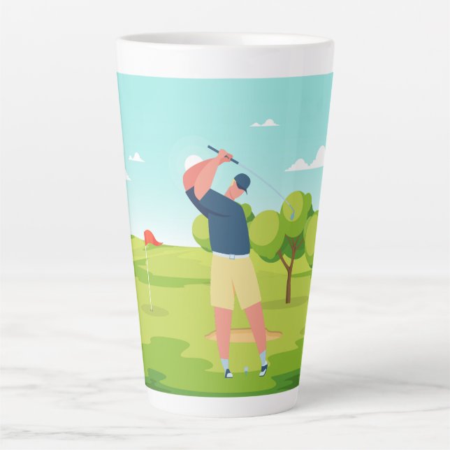 Taza De Café Latte Tema del golf para Golfer Latte Mug (Anverso)