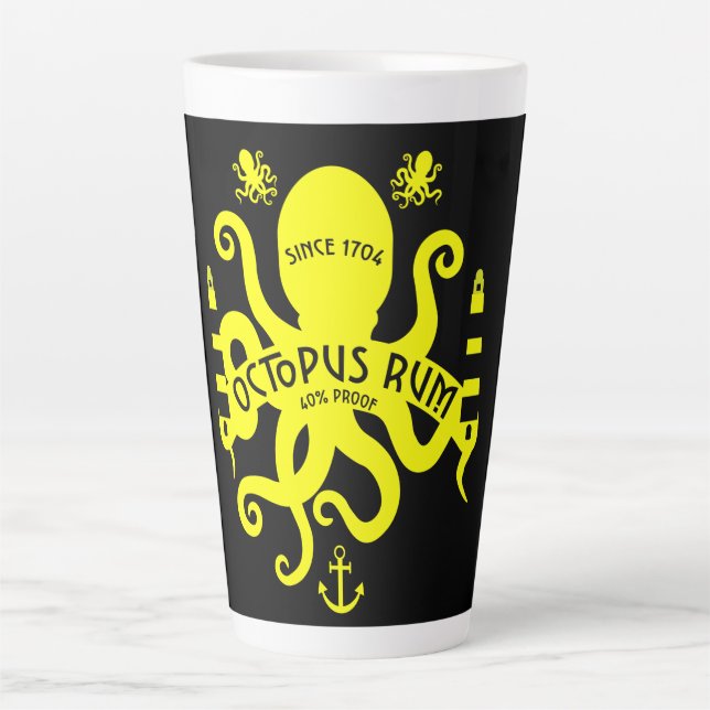 Taza De Café Latte Temática Del Mar Y Fantasía | Octopus| Nautical Mu (Anverso)