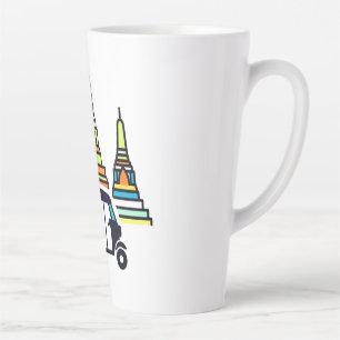 Taza De Café Latte Templos tailandeses y tuk tuks