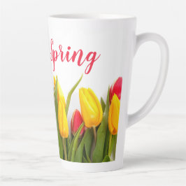 Taza De Café Latte Temporada de Flores de Tulipanes de Primavera Feli