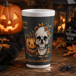 Taza De Café Latte Temporada espeluznante calabaza de cráneo Hallowee