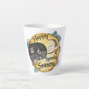 Taza De Café Latte Temporada feliz de fantasía   Camping de Halloween