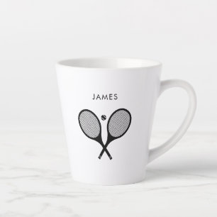 Taza De Café Latte Tenis de nombre personalizado moderno