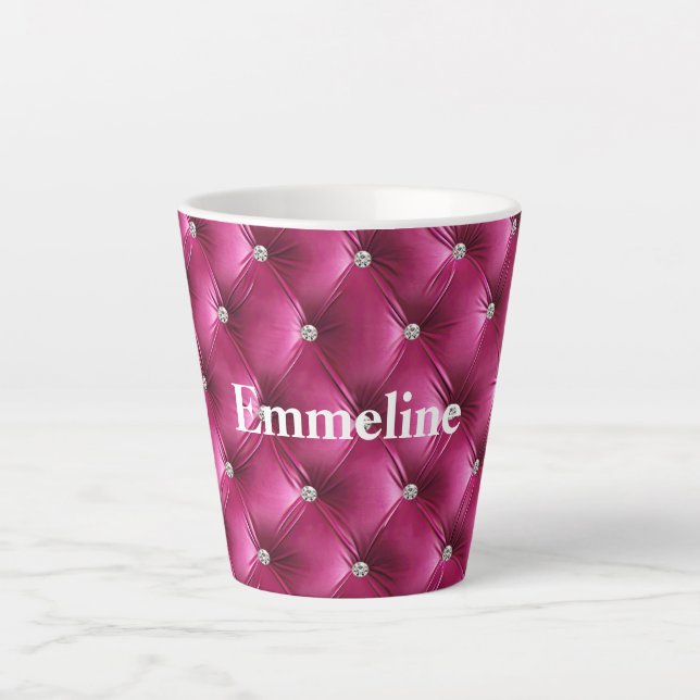 Taza De Café Latte Terciopelo Faux Pink cálido (Anverso)