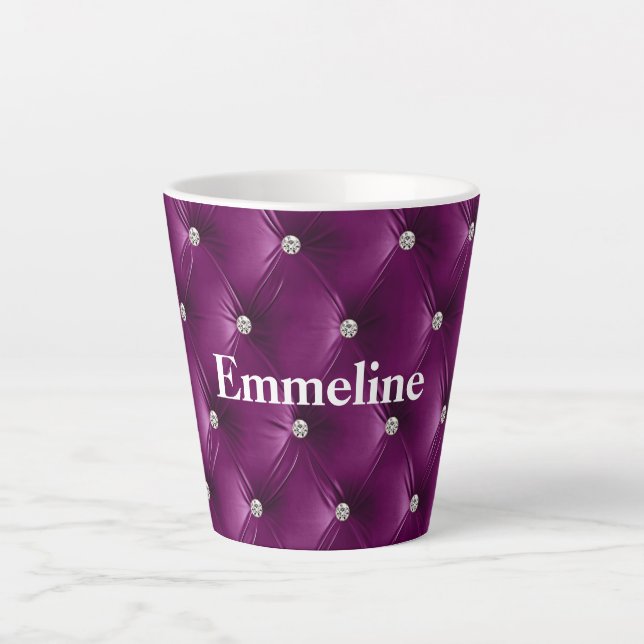Taza De Café Latte Terciopelo suave morado magenta Faux (Anverso)