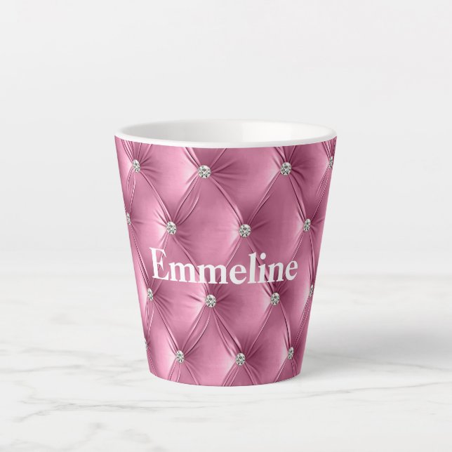 Taza De Café Latte Terciopelo suave rosa Faux (Anverso)