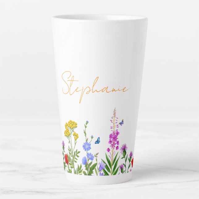 Taza De Café Latte Termo de café de acero inoxidable con flores silve (Anverso)