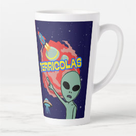Taza De Café Latte terricolas - susto alienígena de humanos