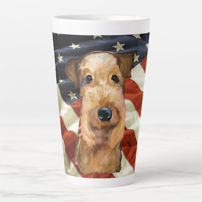 TAZA DE CAFÉ LATTE TERRIER AIREDALE      (Anverso)