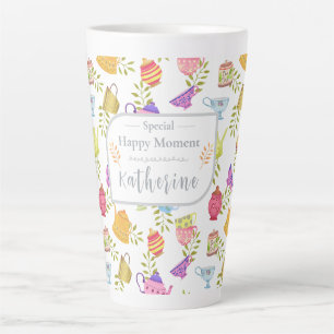 Taza De Café Latte Tetera y Jardín de copas Blanco