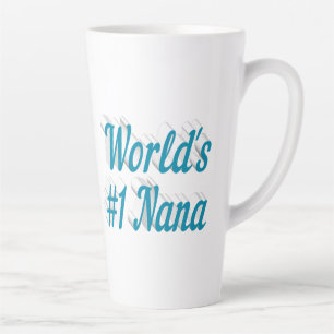 Taza De Café Latte texto azul cielo de Nana