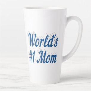 Taza De Café Latte Texto azul marino de mamá