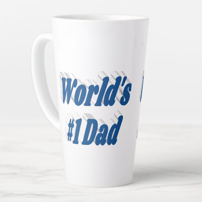 Taza De Café Latte Texto azul marino de papá (Ángulo izquierdo)