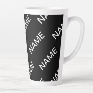 Taza De Café Latte Texto personalizable   Negro y blanco moderno y ne