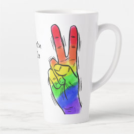 Taza De Café Latte texto personalizado Arcoiris Paz