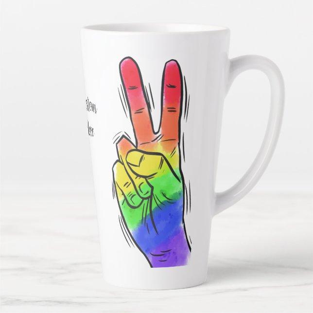Taza De Café Latte texto personalizado Arcoiris Paz (Derecha)