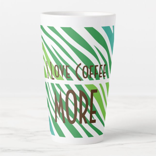 Taza De Café Latte Texto personalizado con tonos verdes impresos (Anverso)