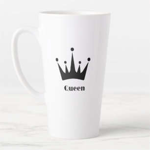 Taza De Café Latte Texto personalizado de Reina Imagen de Corona de C