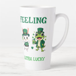 Taza De Café Latte Texto Personalizado Día de San Patricio Rana y Con