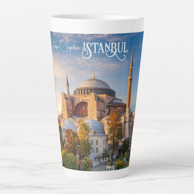 Taza De Café Latte Texto personalizado Estambul (Anverso)