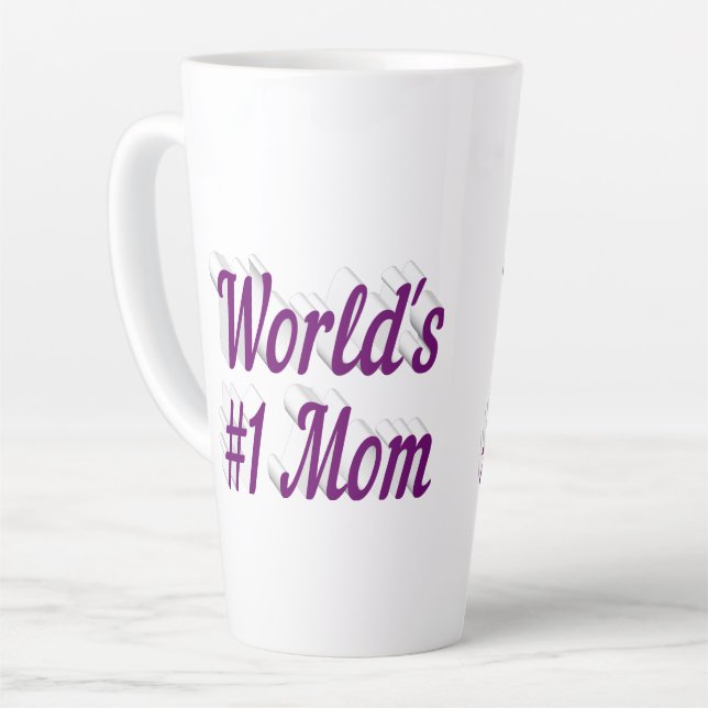 Taza De Café Latte Texto púrpura de mamá (Ángulo izquierdo)