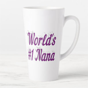 Taza De Café Latte Texto púrpura de Nana