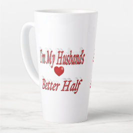 Taza De Café Latte Texto rojo de la cita graciosa del marido