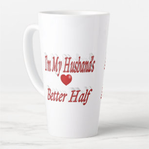 Taza De Café Latte Texto rojo de la cita graciosa del marido