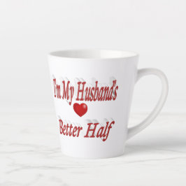 Taza De Café Latte Texto rojo de la cita graciosa del marido