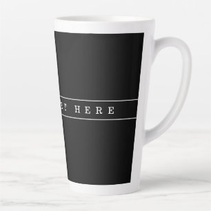 Taza De Café Latte Texto simple elegante y rayas finas