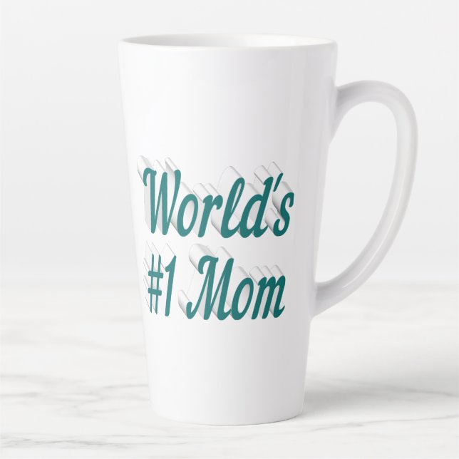Taza De Café Latte Texto verde de mamá (Derecha)