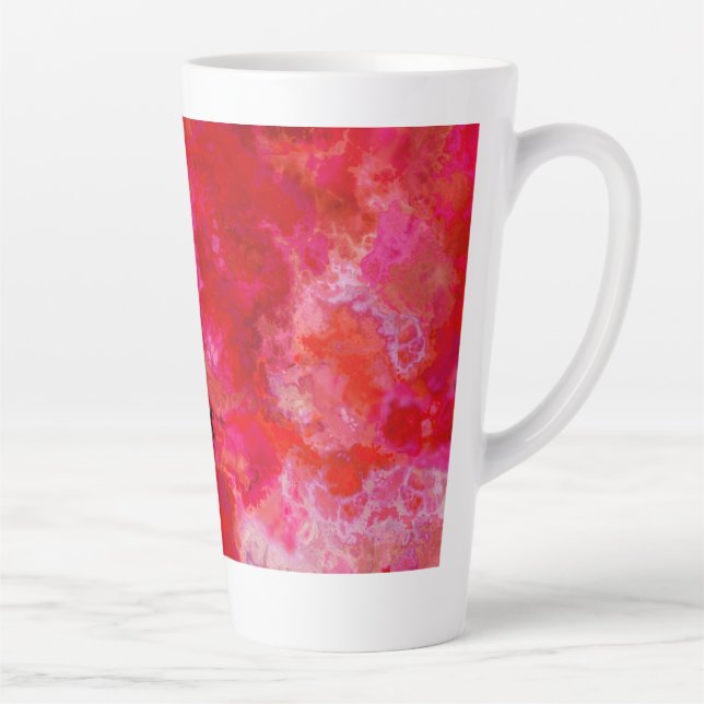 Taza De Café Latte Textos monocromáticos rojos (Derecha)