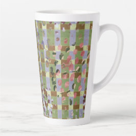 Taza De Café Latte Textured Pointillism Grid Pattern Artwork