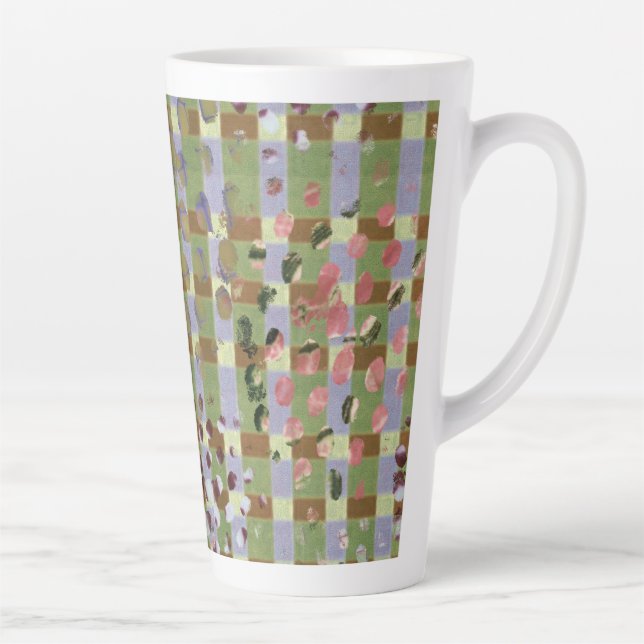Taza De Café Latte Textured Pointillism Grid Pattern Artwork (Derecha)