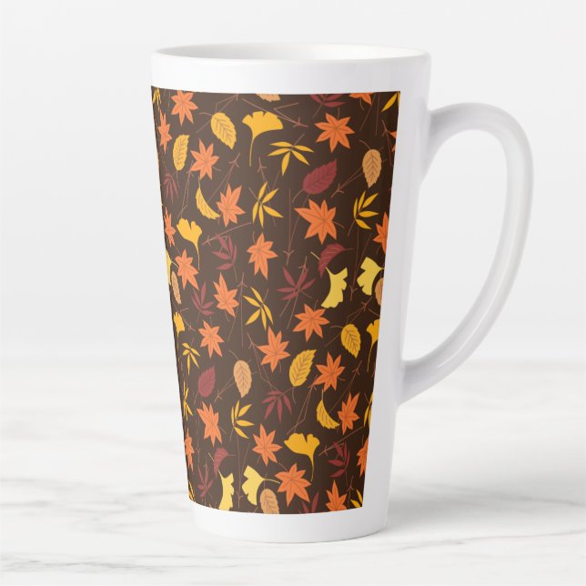 Taza De Café Latte Thanksgiving Maple Fall Pattern (Derecha)