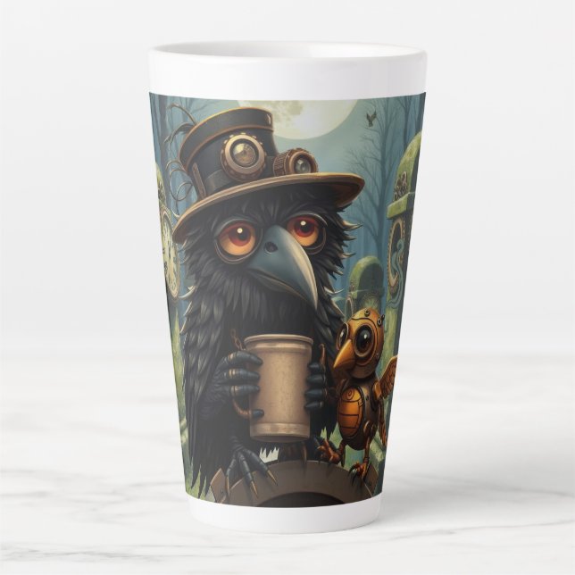 Taza De Café Latte The raven powered by Coffee (Anverso)