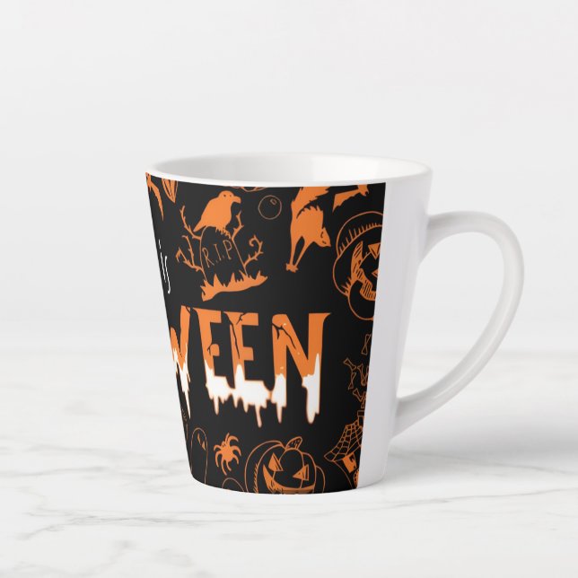Taza De Café Latte "This is Halloween – Spooky Style for the Bold🎃" (Derecha)