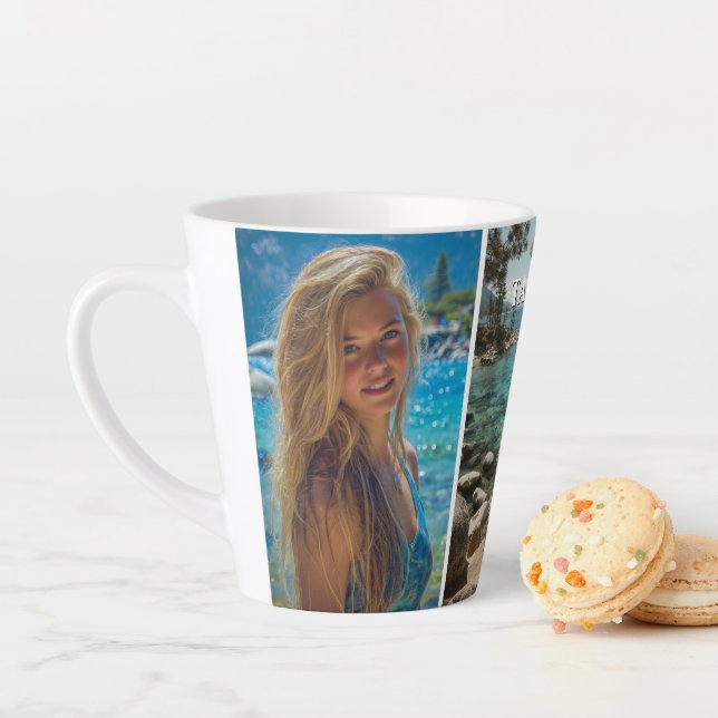 Taza De Café Latte Three Vertical Strip Boho Photo (In situ)