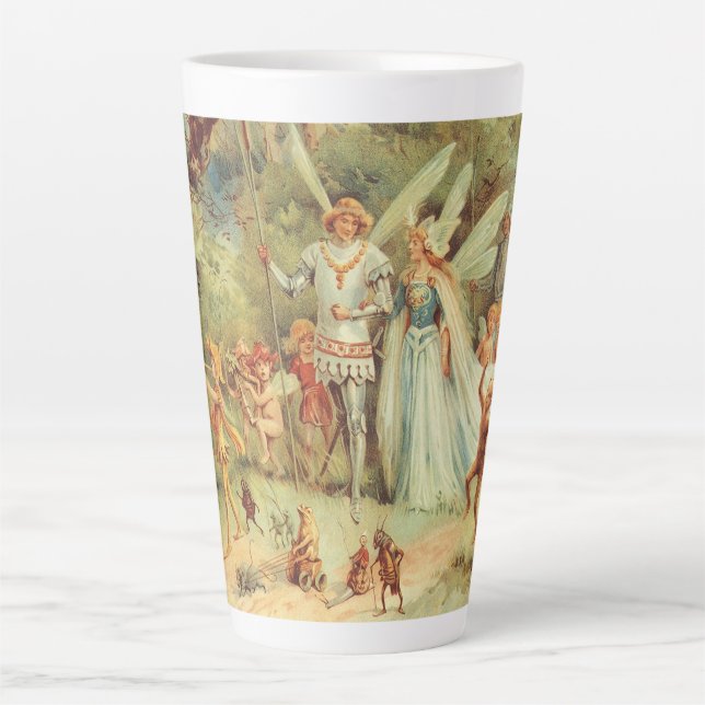 Taza De Café Latte Thumbelina y el príncipe Boda, cuentos de hadas ve (Anverso)