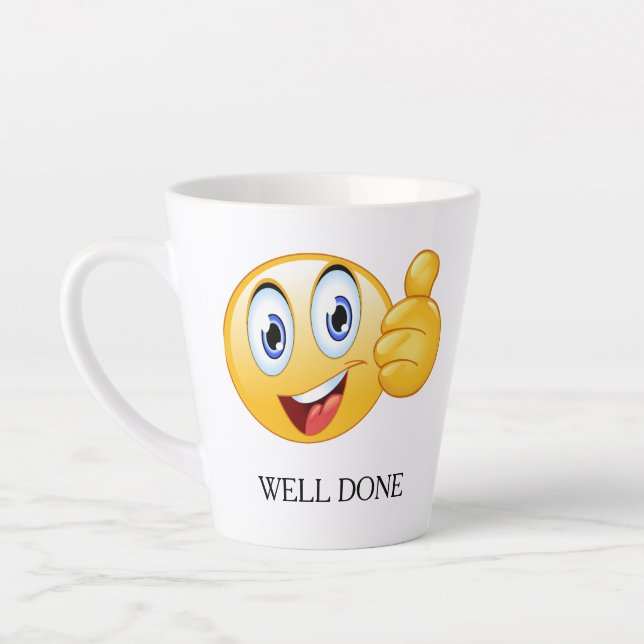 Taza De Café Latte Thumbup Emoji Bien Hecho Cara Sonriente Personaliz (Izquierda)