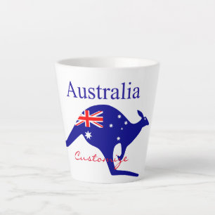 Taza De Café Latte Thunder_Cove, canguro de bandera de Australia
