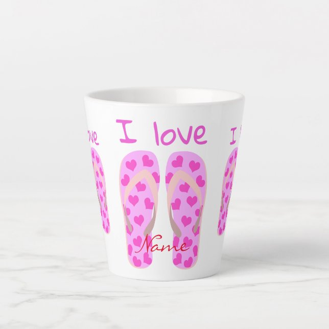 Taza De Café Latte Thunder_Cove con Flip-Flops rosa (Anverso)