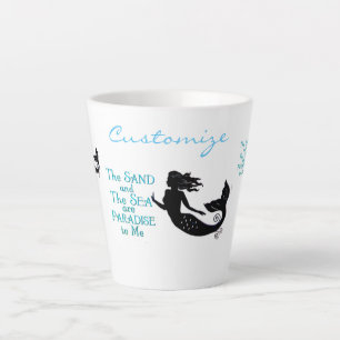Taza De Café Latte Thunder_Cove de sirena de arena y playa