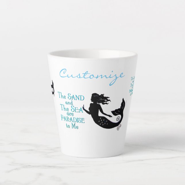 Taza De Café Latte Thunder_Cove de sirena de arena y playa de mar (Anverso)
