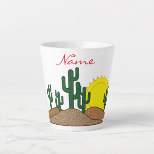 Taza De Café Latte Thunder_Cove del Desierto del Cactuo Verde de Sagu